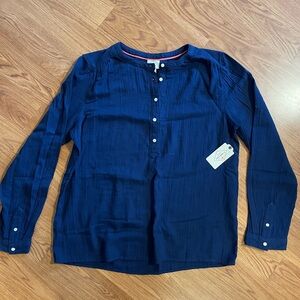 NEW St. John's Bay Henley Shirt Large Royal Blue